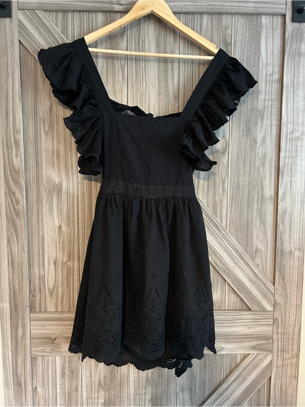 🖤 Maccs the Label "Tezza" Cotton Ruffle LBD Eyelet Lace Dress – Size S